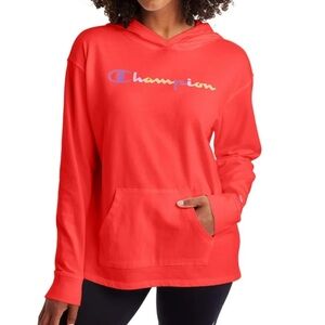 Large Red Champion Middleweight Jersey Pullover Hoodie